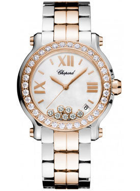 Chopard,Chopard - Happy Sport - Round Medium  - Stainless Steel and Rose Gold - Watch Brands Direct