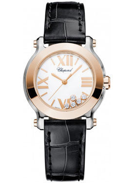 Chopard,Chopard - Happy Sport - Round Mini - Stainless Steel and Rose Gold - Watch Brands Direct
