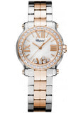 Chopard,Chopard - Happy Sport - Round Mini - Stainless Steel and Rose Gold - Diamond Bezel - Watch Brands Direct
