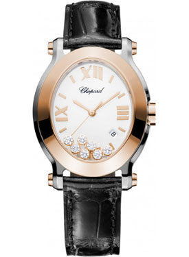 Chopard,Chopard - Happy Sport - Oval - Stainless Steel and Rose Gold - Watch Brands Direct