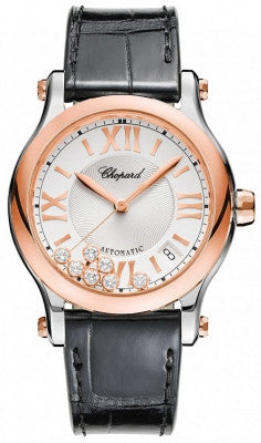 Chopard - Happy Sport - Round Medium  - Stainless Steel and Rose Gold - Watch Brands Direct
