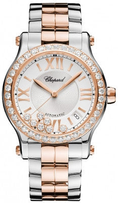 Chopard - Happy Sport Automatic - Round Medium 36mm - Stainless Steel and Rose Gold - Watch Brands Direct
