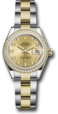 Lady datejust oyster 28 mm oystersteel and online yellow gold