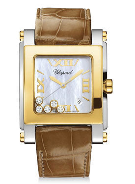 Chopard,Chopard - Happy Sport - Square Extra Large - Stainless Steel and Yellow Gold - Watch Brands Direct