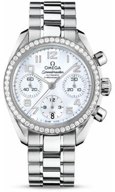 Omega,Omega - Speedmaster Chronograph 38 mm - Stainless Steel - Diamond Bezel - Watch Brands Direct