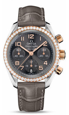 Omega,Omega - Speedmaster Chronograph 38 mm - Steel and Yellow Gold - Diamond Bezel - Watch Brands Direct