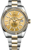 Rolex - Sky Dweller 42mm- Stainless Steel and Yellow Gold - Fluted Bezel