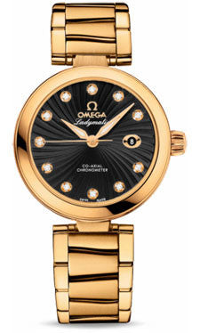 Omega,Omega - De Ville Ladymatic Co-Axial 34 mm - Yellow Gold - Watch Brands Direct