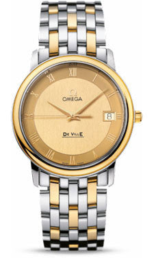 Omega,Omega - De Ville Prestige Quartz 34.4 mm - Steel And Yellow Gold - Watch Brands Direct