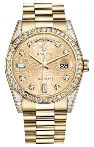 Rolex - Day-Date President Yellow Gold - 52 Diamond Bezel - President - Watch Brands Direct
 - 1