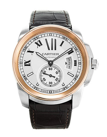 Cartier,Cartier - Calibre de Cartier - Stainless Steel and Rose Gold - Watch Brands Direct