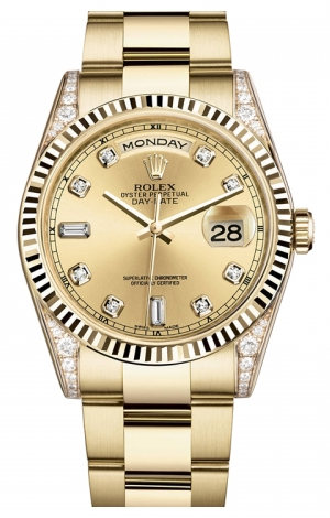 Rolex - Day-Date President Yellow Gold - Fluted Bezel - Diamond Lugs - Watch Brands Direct
 - 1