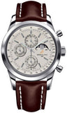 Breitling,Breitling - Transocean Chronograph 1461 Stainless Steel - Leather Strap - Watch Brands Direct