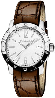 BVLGARI Solotempo シルバー レザー Bvlgari Octo Solotempo Replica Blue Dial with Silver Markers