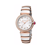 Bulgari,Bulgari - Lucea Automatic 33mm - Stainless Steel and Rose Gold with Diamonds - Watch Brands Direct