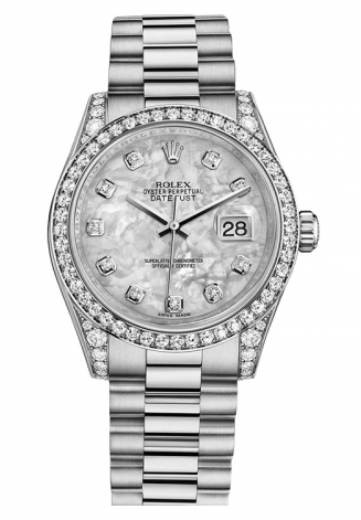 Rolex,Rolex - Datejust 31mm - Gold President White Gold - Diamond Bezel - Diamond Case - Watch Brands Direct