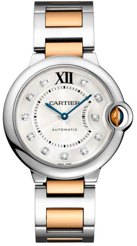Cartier,Cartier - Ballon Bleu 33mm - Stainless Steel and Pink Gold - Watch Brands Direct