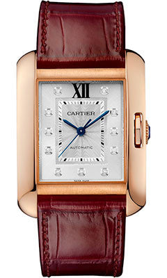 Cartier,Cartier - Tank Anglaise Pink Gold With Diamonds - Alligator Strap - Watch Brands Direct