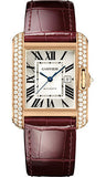 Cartier,Cartier - Tank Anglaise Pink Gold With Diamonds - Alligator Strap - Watch Brands Direct