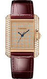 Cartier,Cartier - Tank Anglaise Pink Gold With Diamonds - Alligator Strap - Watch Brands Direct