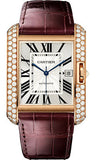 Cartier,Cartier - Tank Anglaise Pink Gold With Diamonds - Alligator Strap - Watch Brands Direct