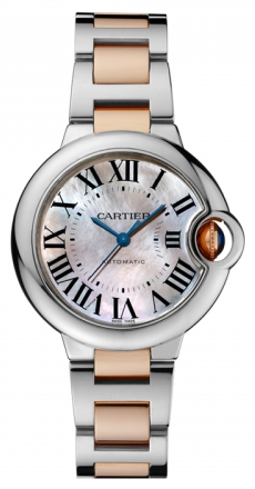 Cartier,Cartier - Ballon Bleu 33mm - Steel and Pink Gold - Watch Brands Direct