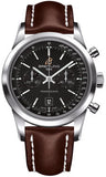 Breitling,Breitling - Transocean Chronograph 38 Stainless Steel - Leather Strap - Watch Brands Direct