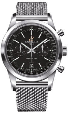 Breitling,Breitling - Transocean Chronograph 38 Stainless Steel - Ocean Classic Bracelet - Watch Brands Direct