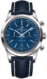 Breitling,Breitling - Transocean Chronograph 38 Stainless Steel - Leather Strap - Watch Brands Direct
