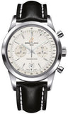 Breitling,Breitling - Transocean Chronograph 38 Stainless Steel - Leather Strap - Watch Brands Direct