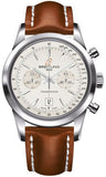 Breitling,Breitling - Transocean Chronograph 38 Stainless Steel - Leather Strap - Watch Brands Direct