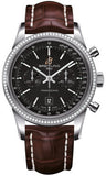 Breitling,Breitling - Transocean Chronograph 38 Steel - Diamond Bezel - Croco Strap - Watch Brands Direct