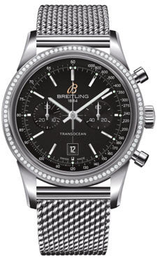 Breitling,Breitling - Transocean Chronograph 38 Steel - Diamond Bezel - Ocean Classic Bracelet - Watch Brands Direct