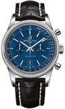 Breitling,Breitling - Transocean Chronograph 38 Steel - Diamond Bezel - Croco Strap - Watch Brands Direct