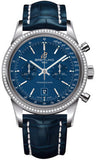 Breitling,Breitling - Transocean Chronograph 38 Steel - Diamond Bezel - Croco Strap - Watch Brands Direct