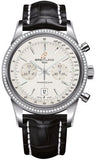 Breitling,Breitling - Transocean Chronograph 38 Steel - Diamond Bezel - Croco Strap - Watch Brands Direct