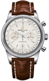 Breitling,Breitling - Transocean Chronograph 38 Steel - Diamond Bezel - Croco Strap - Watch Brands Direct