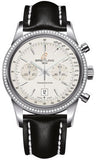 Breitling,Breitling - Transocean Chronograph 38 Steel - Diamond Bezel - Leather Strap - Watch Brands Direct