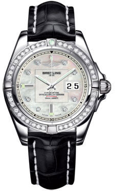 Breitling,Breitling - Galactic 41 Stainless Steel - Diamond Bezel - Croco Strap - Watch Brands Direct