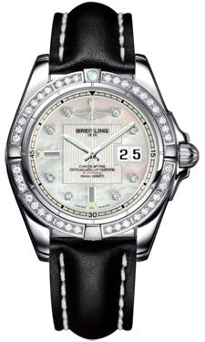 Breitling,Breitling - Galactic 41 Stainless Steel - Diamond Bezel - Leather Strap - Watch Brands Direct
