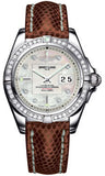 Breitling,Breitling - Galactic 41 Stainless Steel - Diamond Bezel - Lizard Strap - Watch Brands Direct