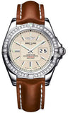 Breitling,Breitling - Galactic 41 Stainless Steel - Diamond Bezel - Leather Strap - Watch Brands Direct