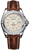 Breitling,Breitling - Galactic 41 Stainless Steel - Diamond Bezel - Lizard Strap - Watch Brands Direct