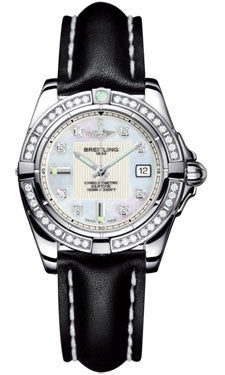 Breitling,Breitling - Galactic 32 Stainless Steel - Diamond Bezel - Leather Strap - Watch Brands Direct