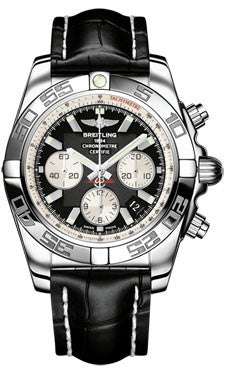 Breitling,Breitling - Chronomat 44 Steel Polished Bezel - Croco Strap - Watch Brands Direct