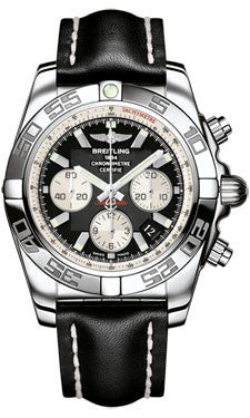 Breitling,Breitling - Chronomat 44 Steel Polished Bezel - Leather Strap - Watch Brands Direct