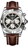 Breitling,Breitling - Chronomat 44 Steel Polished Bezel - Leather Strap - Watch Brands Direct