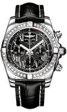 Breitling,Breitling - Chronomat 44 Steel 40 Diamond Bezel - Croco Strap - Watch Brands Direct
