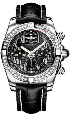 Breitling,Breitling - Chronomat 44 Steel 40 Diamond Bezel - Croco Strap - Watch Brands Direct