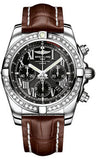 Breitling,Breitling - Chronomat 44 Steel 40 Diamond Bezel - Croco Strap - Watch Brands Direct
